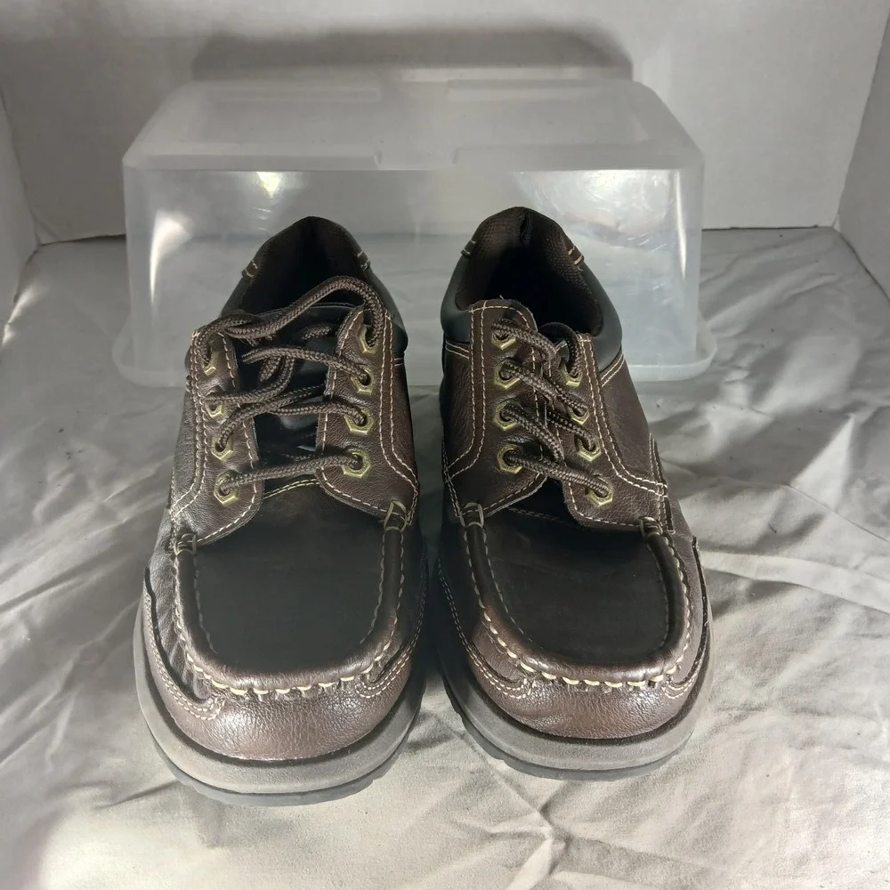 Thom McAn Mens KC TRAIN Brown Moc Toe Lace Up Oxford Shoes Size 7.5M‎ 56305